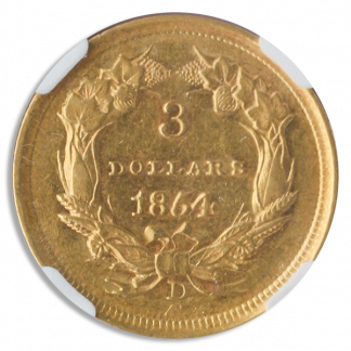 1854-D $3 NGC AU55 CAC 1854-D $3 NGC AU55 CAC