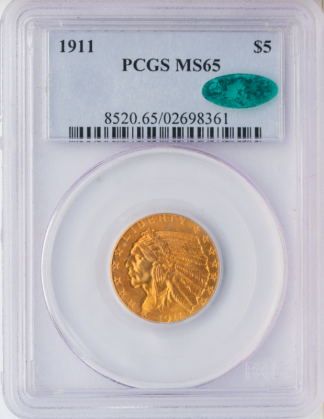 1911 $5 Indian PCGS MS65 CAC