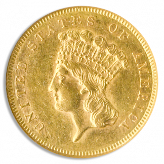 1861 $3 Indian Princess NGC AU58 CAC 1861 $3 Indian Princess NGC AU58 CAC