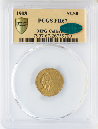 1908 $2.50 Indian PCGS PR67 CAC