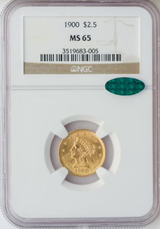 1900 $2 1/2 Liberty NGC MS65 CAC 1900 $2 1/2 Liberty NGC MS65 CAC