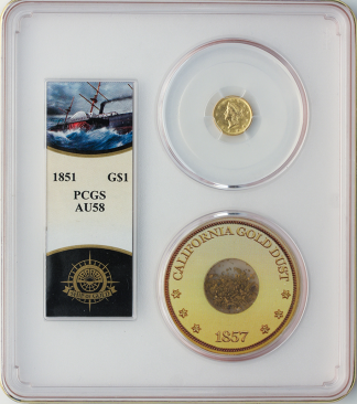 1851 $1 Gold SSCA Pinch Of Dust PCGS AU58 1851 $1 Gold SSCA Pinch Of Dust PCGS AU58