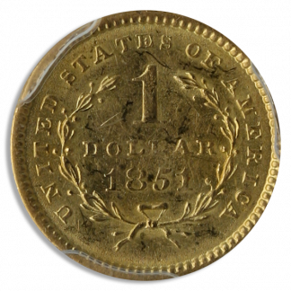 1851 $1 Gold SSCA Pinch Of Dust PCGS AU58 1851 $1 Gold SSCA Pinch Of Dust PCGS AU58