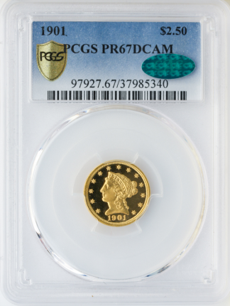 1901 $2.50 Liberty PCGS PR67 CAC Deep Cameo 1901 $2.50 Liberty PCGS PR67 CAC Deep Cameo