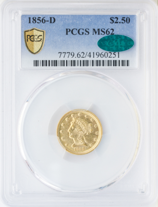1856-D $2.50 Liberty PCGS MS62 CAC 1856-D $2.50 Liberty PCGS MS62 CAC
