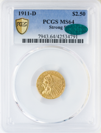 1911-D $2 1/2 Indian PCGS MS64 CAC