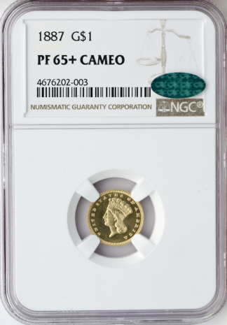 1887 Gold $1 Type 3 NGC PR65 Cameo CAC +