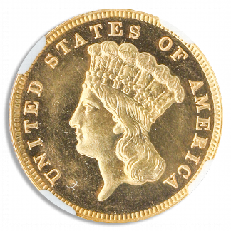 1885 $3 Indian Princess NGC PR65 CAC 1885 $3 Indian Princess NGC PR65 CAC