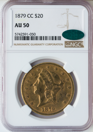 1879-CC $20 Liberty NGC AU50 CAC 1879-CC $20 Liberty NGC AU50 CAC