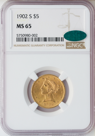 1902-S $5 Liberty NGC MS65 CAC 1902-S $5 Liberty NGC MS65 CAC
