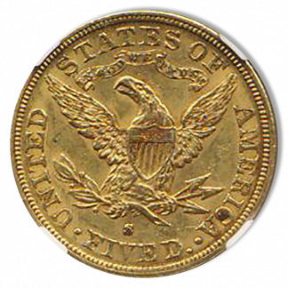 1895-S $5 Liberty NGC AU58 CAC 1895-S $5 Liberty NGC AU58 CAC