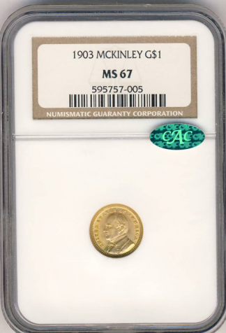 1903 McKinley Gold Commemorative $1 NGC MS67 CAC 1903 McKinley Gold Commemorative $1 NGC MS67 CAC