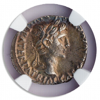 Roman Empire Augustus Denarius Lugdunum Mint Fan Flaw NGC AU Strike:4 Surface:5 Roman Empire Augustus Denarius Lugdunum Mint Fan Flaw NGC AU Strike:4 Surface:5