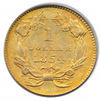 1854 Ty II Gold $1 PCGS MS65 CAC 1854 Ty II Gold $1 PCGS MS65 CAC
