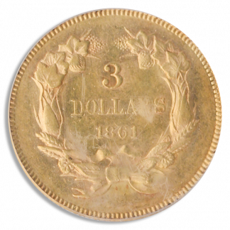 1861 $3 Indian Princess PCGS AU58