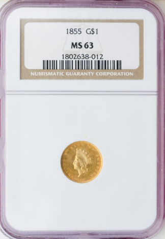 $1 GOLD 1855 TY2 NGC