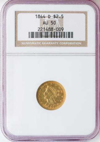 1844-D $2 1/2 Liberty NGC AU50