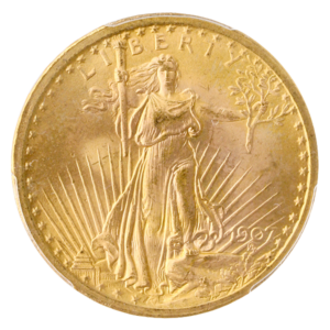 1907 $20 Saint Gaudens No Motto PCGS MS65