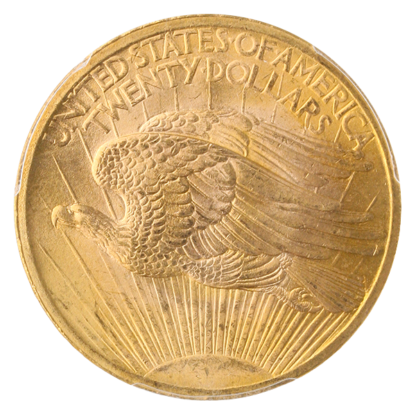1907 $20 Saint Gaudens No Motto PCGS MS65