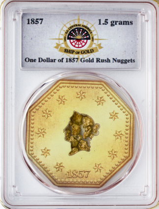1857 $1 SS Central America 1.5 Grams Gold Nuggets 1857 $1 SS Central America 1.5 Grams Gold Nuggets