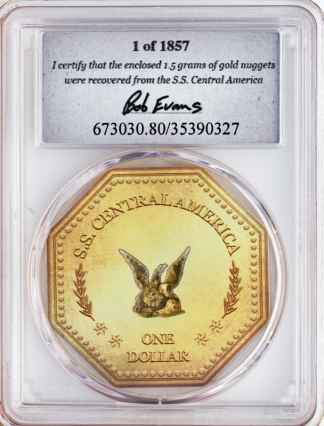 1857 $1 SS Central America 1.5 Grams Gold Nuggets 1857 $1 SS Central America 1.5 Grams Gold Nuggets