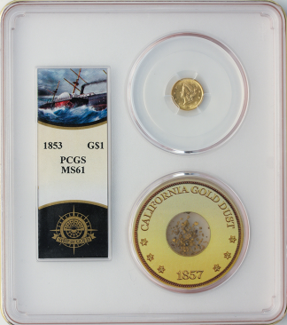 1853 $1 Gold SSCA Pinch Of Dust PCGS MS61 1853 $1 Gold SSCA Pinch Of Dust PCGS MS61