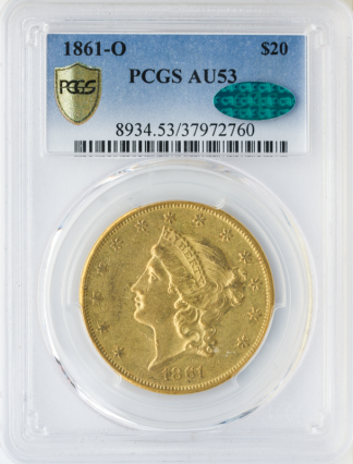 1861-O $20 Liberty PCGS AU53 1861-O $20 Liberty PCGS AU53