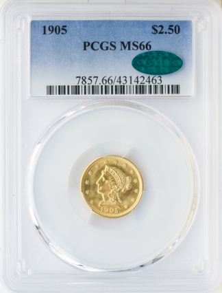 1905 $2 1/2 Liberty PCGS MS66 CAC 1905 $2 1/2 Liberty PCGS MS66 CAC
