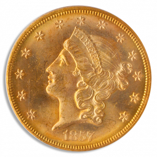 1857-S $20 Liberty SSCA PCGS MS65 CAC 1857-S $20 Liberty SSCA PCGS MS65 CAC