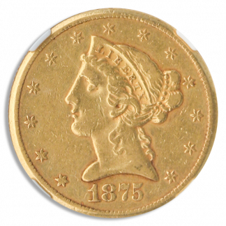 1875-CC $5 Liberty NGC XF45 CAC 1875-CC $5 Liberty NGC XF45 CAC
