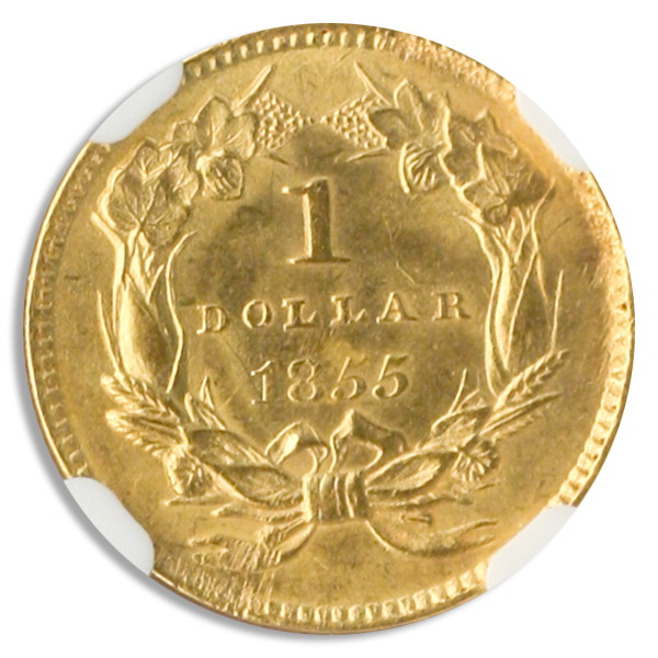 1855 Gold $1 Type II NCG MS63 1855 Gold $1 Type II NCG MS63