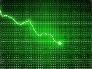 Green trend graph as symbol of business contraction or financial crisis