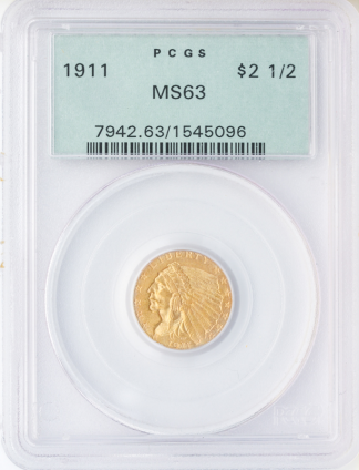 1911 $2 1/2 Indian PCGS MS63