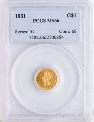 1881 $1 Gold Type 3 PCGS MS66