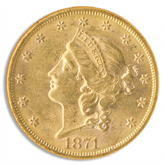 1871-S $20 Liberty NGC MS60 CAC 1871-S $20 Liberty NGC MS60 CAC