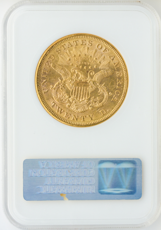 1871-S $20 Liberty NGC MS60 CAC