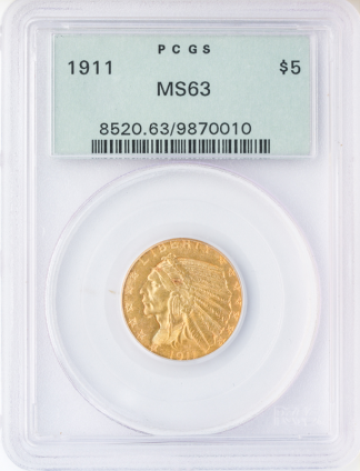 1911 $5 Indian PCGS MS63