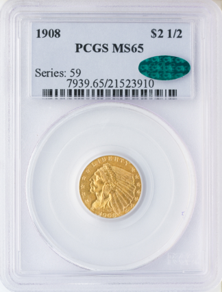 1908 $2 1/2 Indian PCGS MS65 CAC