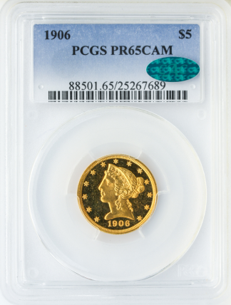 1906 $5 Liberty PCGS PR65 CAC