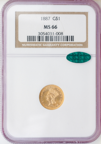 1887 $1 Gold NGC MS66 CAC 1887 $1 Gold NGC MS66 CAC
