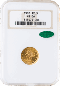 1902 $2 1/2 Liberty NGC MS66 CAC