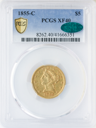 1855-C $5 Liberty PCGS XF40 CAC 1855-C $5 Liberty PCGS XF40 CAC