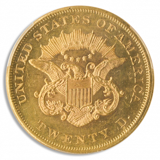 1861 $20 Liberty PCGS MS63 CAC