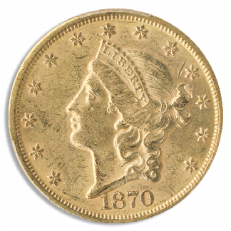 1870-S $20 Liberty PCGS AU58 CAC 1870-S $20 Liberty PCGS AU58 CAC