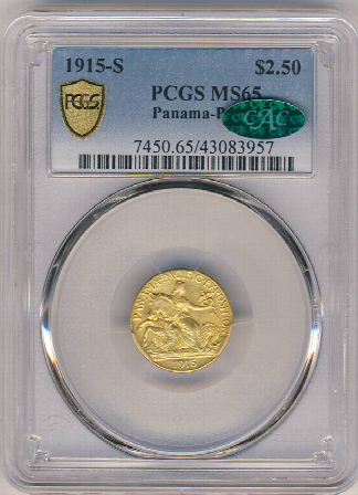 1915-S Panama Pacific $2 1/2 PCGS MS65 CAC 1915-S Panama Pacific $2 1/2 PCGS MS65 CAC