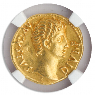 Roman Empire Augustus Aureus NGC AU Str:5 Srf:3 7.83g
