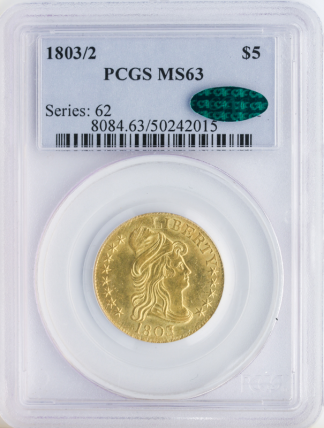 1803/2 $5 Draped Bust PCGS MS63 CAC 1803/2 $5 Draped Bust PCGS MS63 CAC