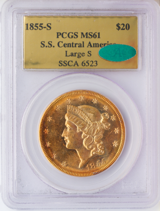 1855-S $20 Liberty SSCA PCGS MS61 CAC