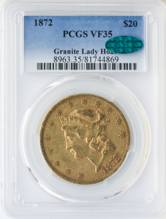 1872 $20 Liberty PCGS VF35 CAC 1872 $20 Liberty PCGS VF35 CAC