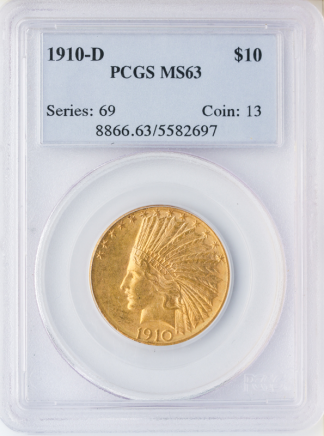 1910-D $10 Indian PCGS MS63
